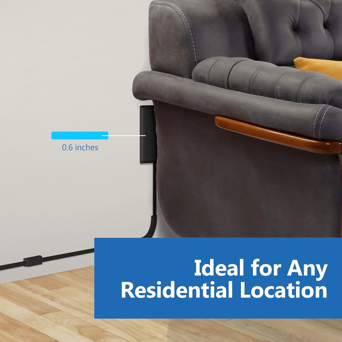 LIDER Flat-Face Outlet Extender with 3 Receptacles, Ultra-Thin Wall Plate Plug, 8ft Cord, 3-Outlet Power Strip,