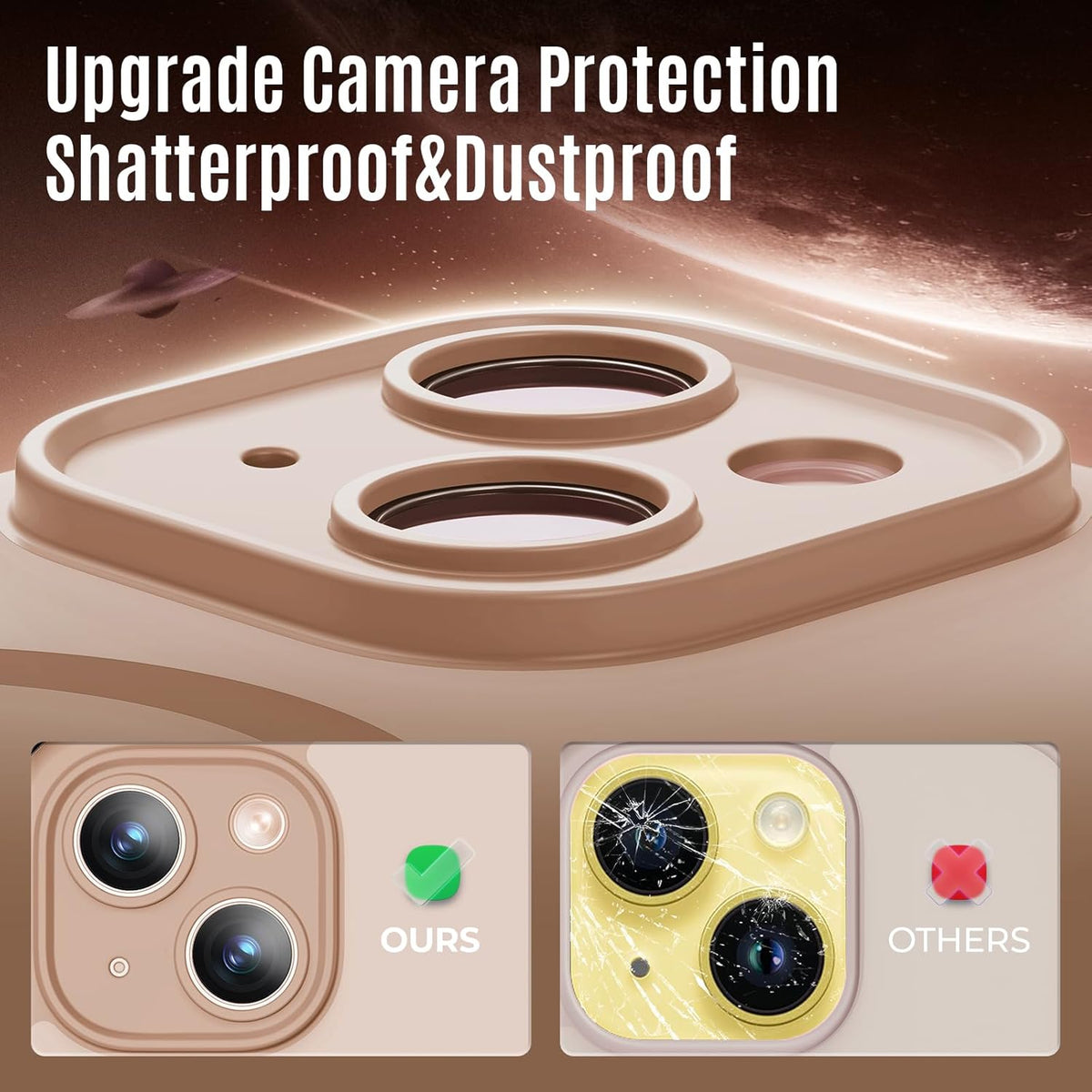 Designed for iPhone 14 Case, Compatible with MagSafe, with Privacy Screen Protectors X2, [Camera Protection] [15FT Military Drop Protection] Shockproof Phone Case, 6.1", Light Brown