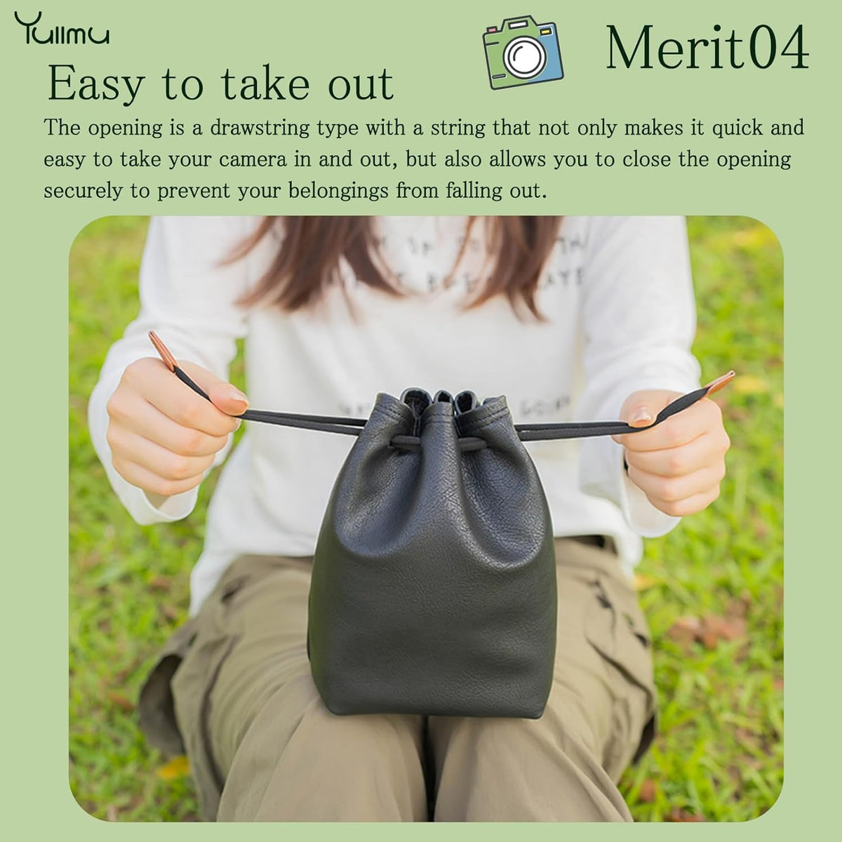 Drawstring Camera Bag, Soft Pouch with Thickened Flannel Lining for Mirrorless Cameras/Nikon/Canon/Sony/Fuji