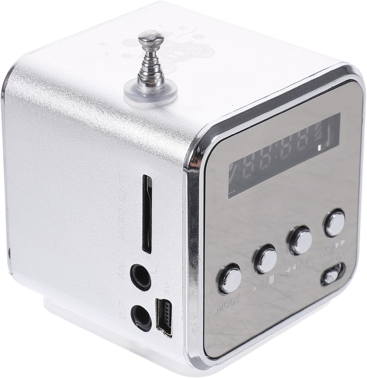 Hemobllo MP3/4 Mini Digital Portable Music Player Micro SD/TF USB Disk Speaker FM Radio (Silver)