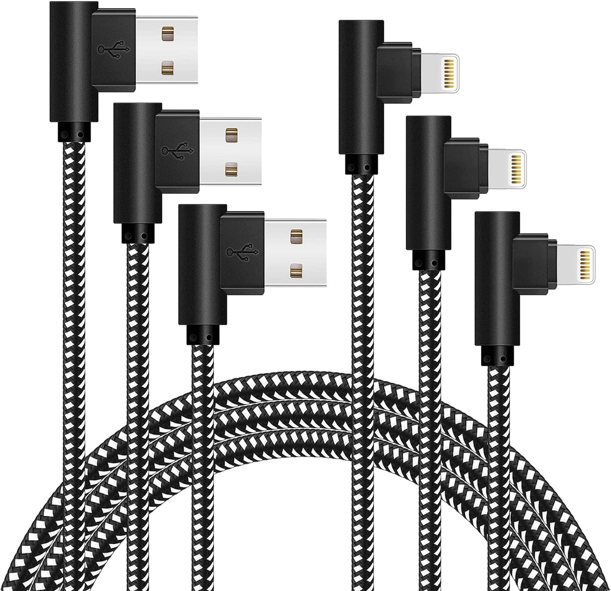 Made for The Game Connecting Cable, [3-Pack] 6ft Durable 90 Degree Fast Charging Cable for iPhone 12/Xs