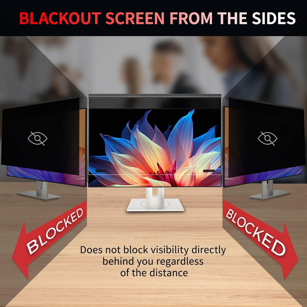 Magnetic 27 Inch Computer Privacy Screen Filter, Hanging Computer Screen Privacy Shield for 16:9 Monitor Removable Anti Blue Light Glare Eye Protection