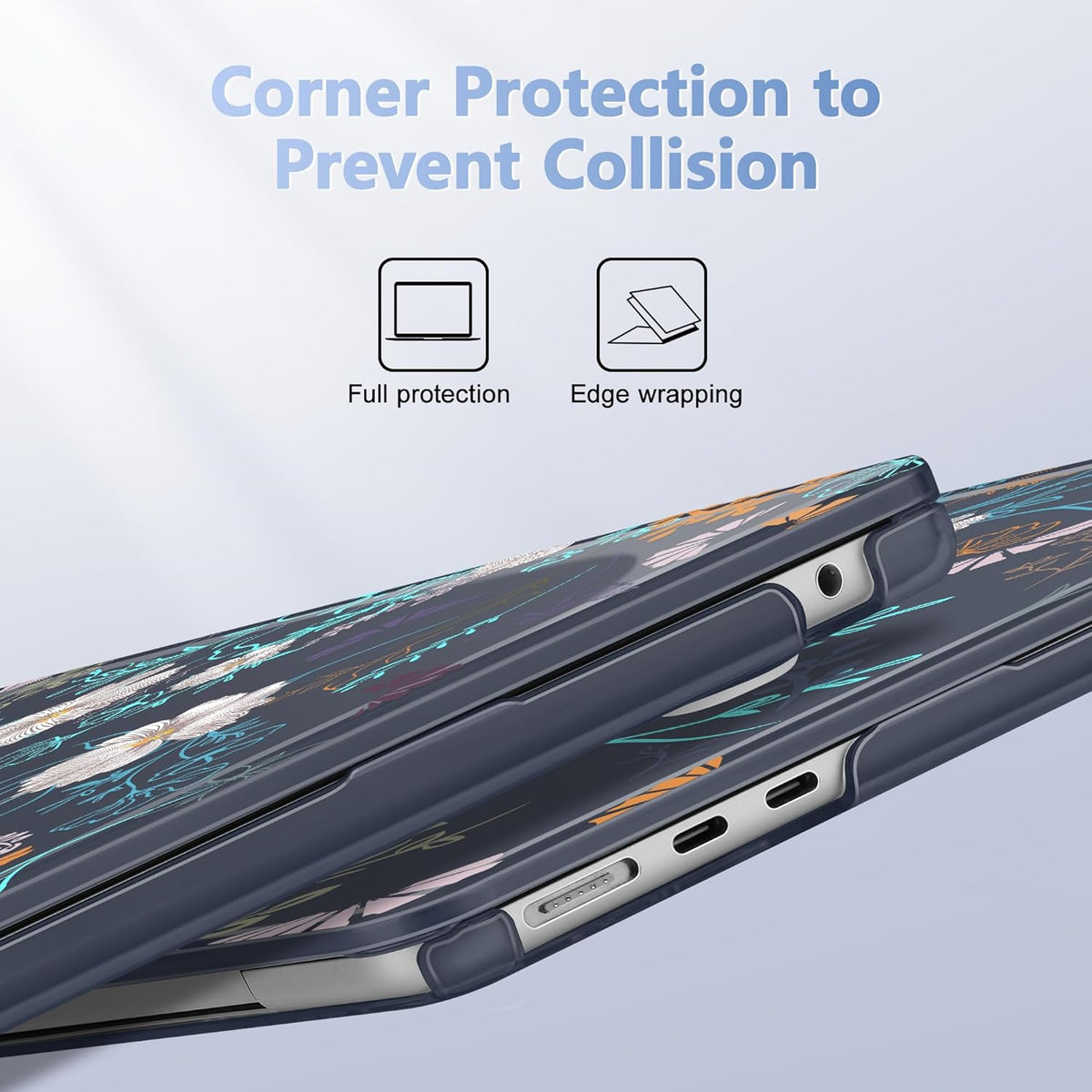 Case for MacBook Air 15 Inch 2025 2024 2023 Release M4 A3241 M3 A3114 M2 A2941, Hard Shell with Screen Protector & Keyboard Cover, Compatible with Touch ID, Rustic Flowers