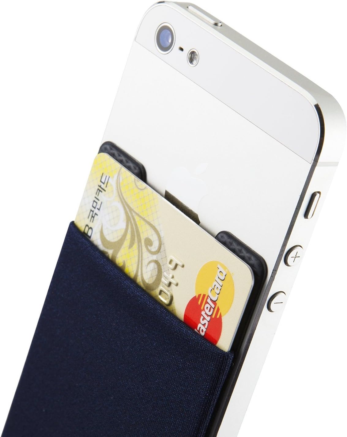 Sinjimoru Basic Cell Phone Wallet Stick on, Adhesive Stretchy iPhone Wallet, Sinji Pouch Basic 2 Navy