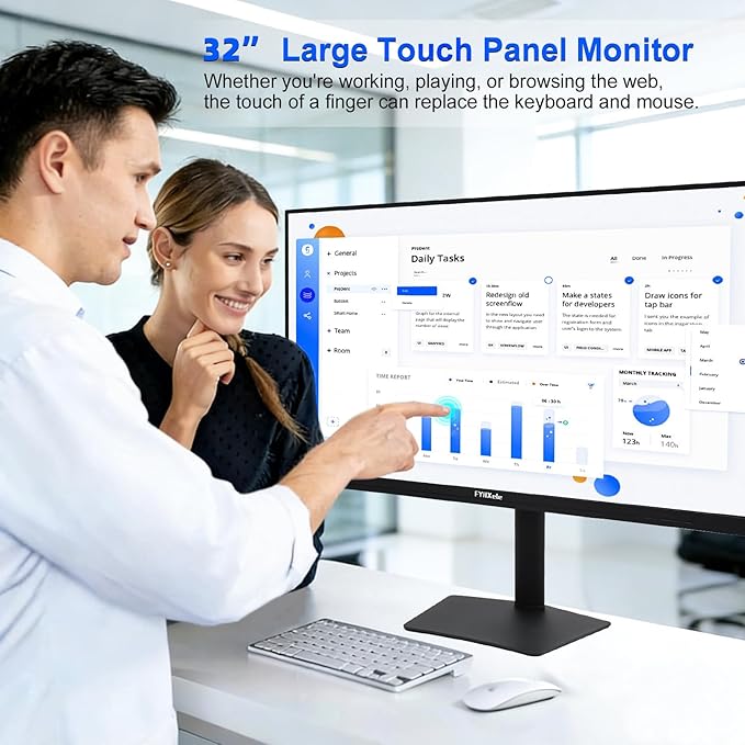 22 Inch Touchscreen Monitor IPS FHD 1080P Touch PC Display 75Hz LED Backlit Multi-Touch Monitor VESA HDMI &amp VGA &amp USB Computer Touch Screen for Gaming Business Warehouse Bar Gym