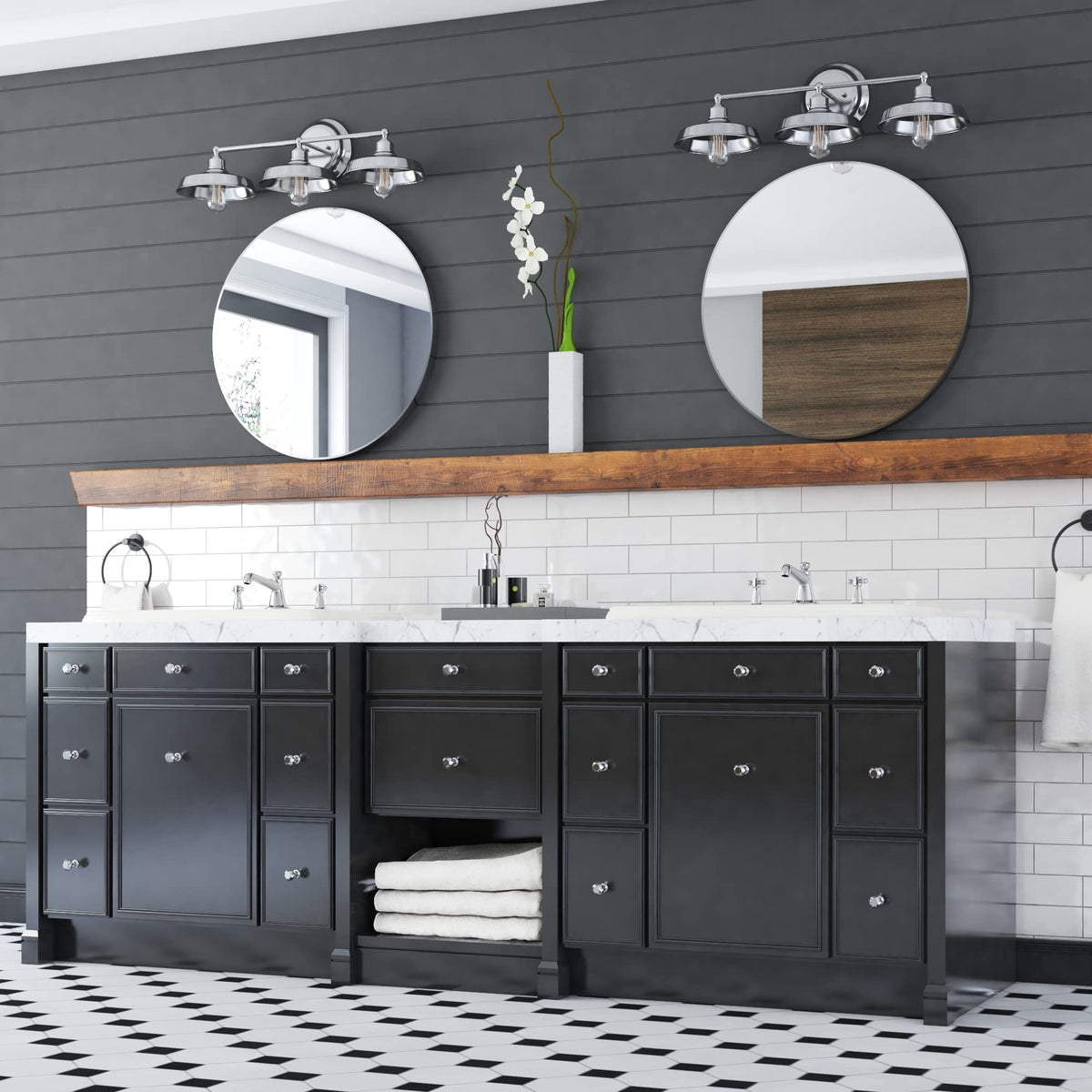 Prominence Home Lyndan 3 Light Brushed Nickel Industrial Bathroom Vanity - 51555-01