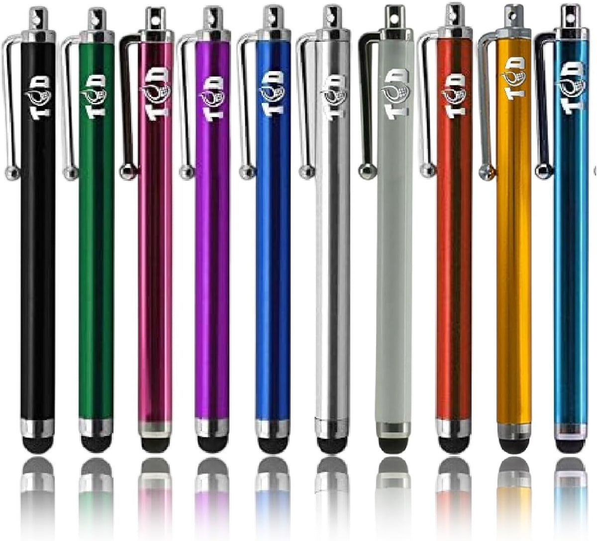 TCD 10 Pack Stylus Pen for Touch Screen, Universal Capacitive Digital Stylus Pen for iPad, iPhone, Tablet, Laptop – Premium Thick Styluses for All Touchscreen Devices with Rubber Tip, Multi Colors