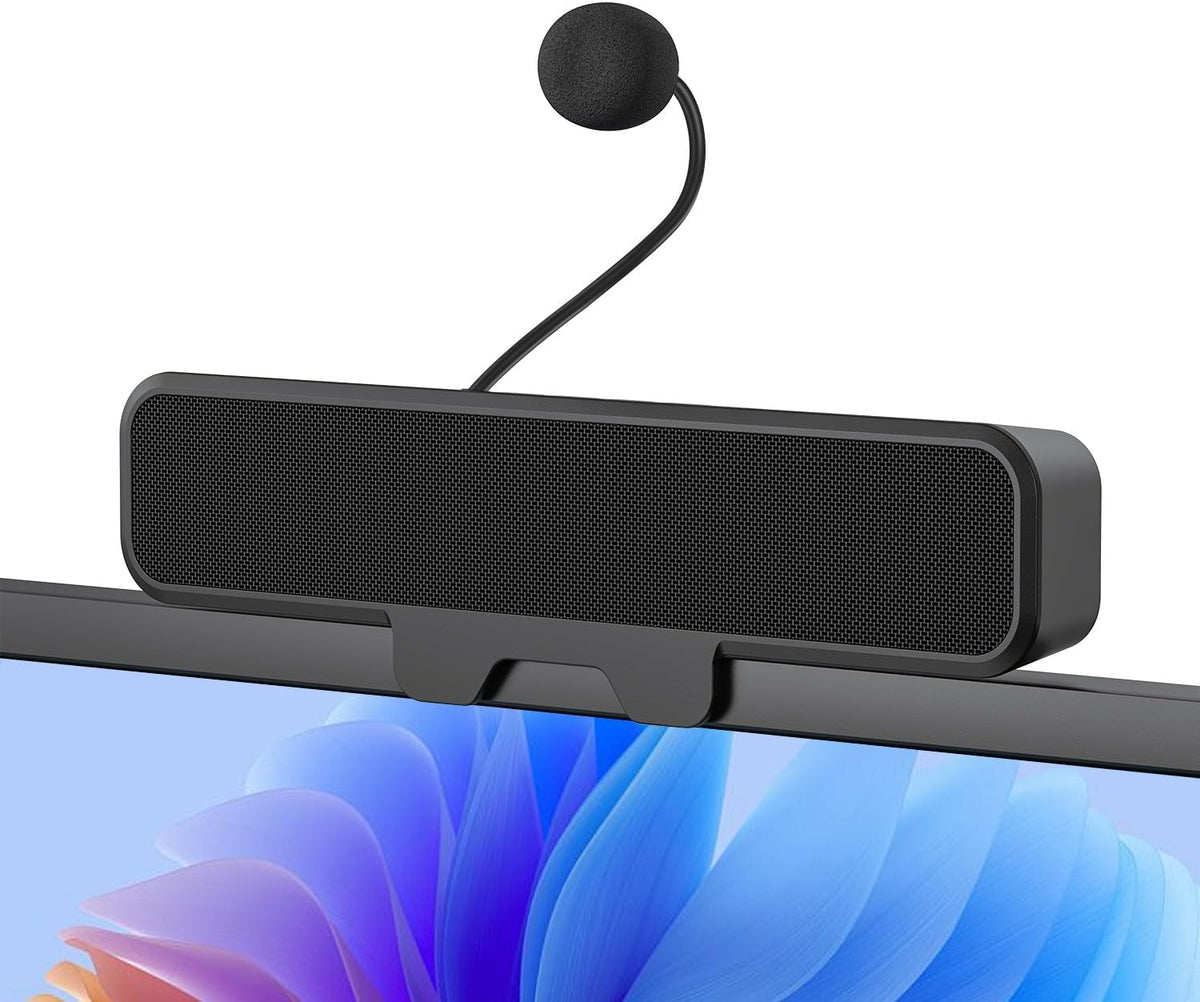 INGA Computer Speakers with Detachable Mic, Plug and Play Desktop Speakers, One-Touch Mute Microphone, Stereo & Bass