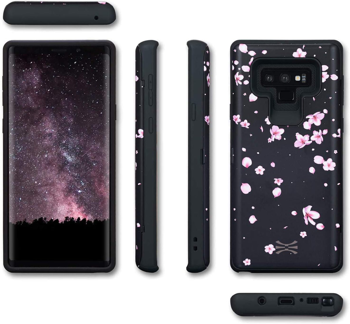 TORU CX PRO Case for Galaxy Note 9 - Slim Protective Cover with Card Holder & Kickstand, Flowers