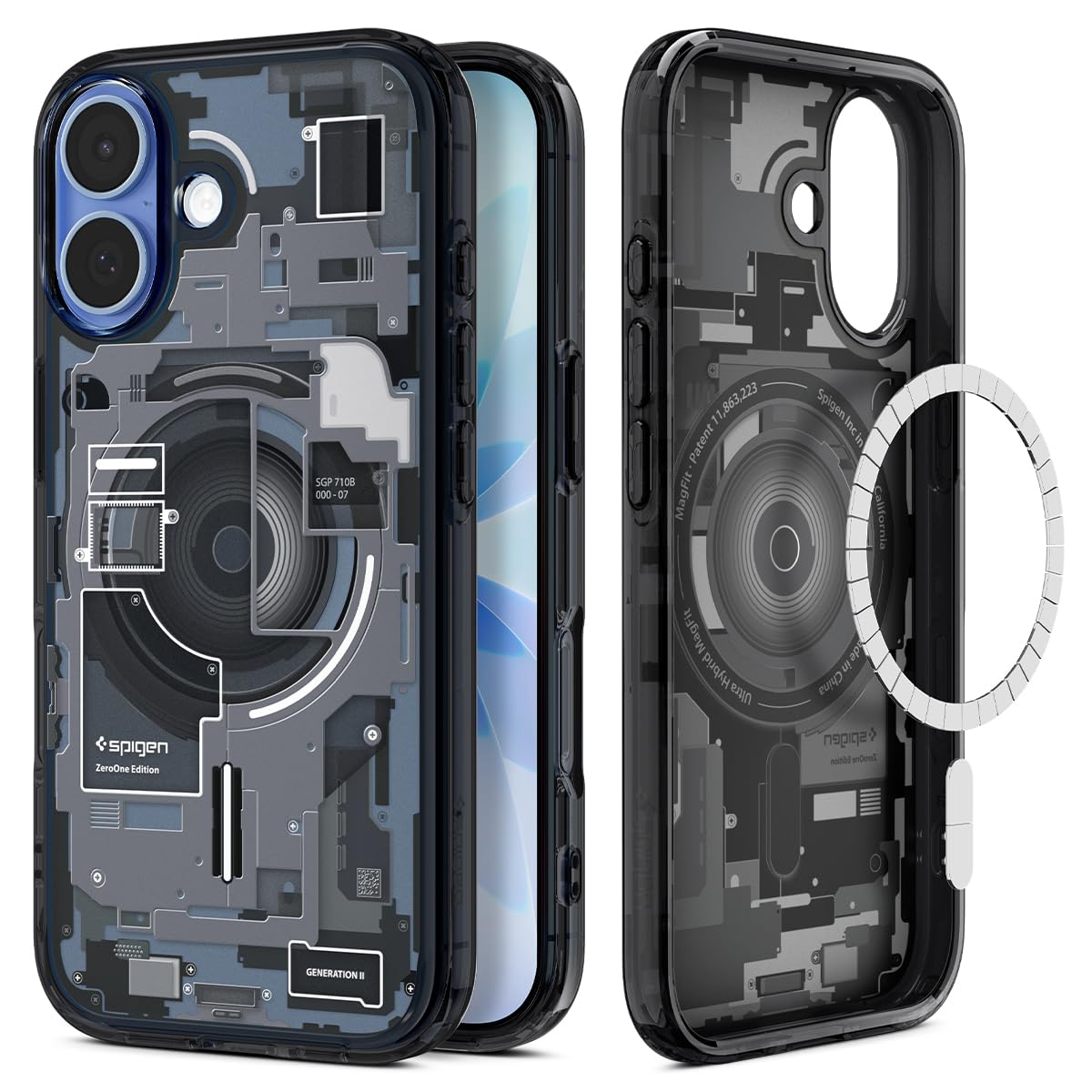 Spigen Ultra Hybrid Magfit Direct Digital Printing Case For Iphone 17 [Custom Design][Compatible With Magsafe] - Zero One Black