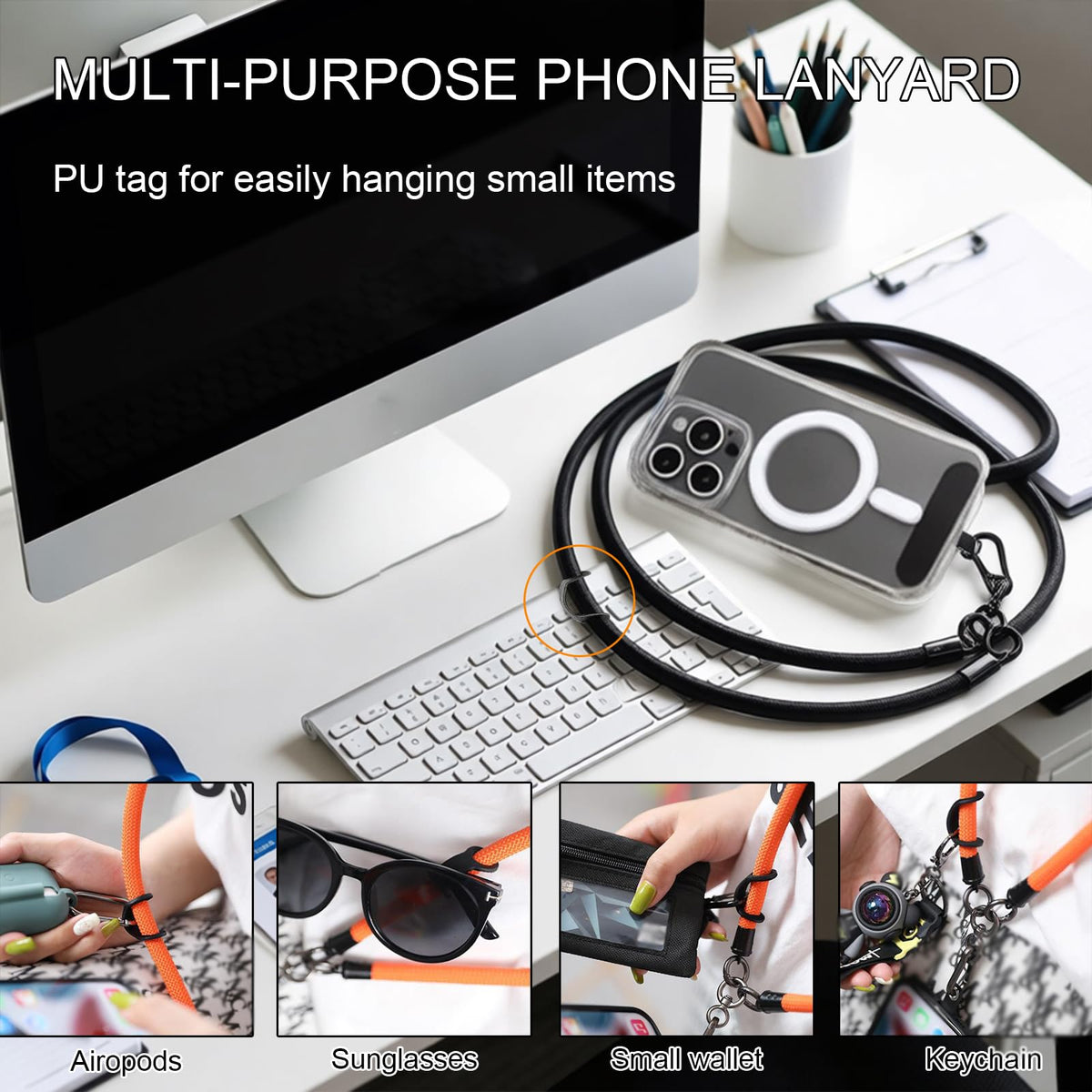 KaKuLan Phone Lanyard, 2 Pack Anti-Theft Cell Phone Neck Strap with Premium Metal Buckles & Tether Tabs, Universal Phone Strap for iPhone & Android