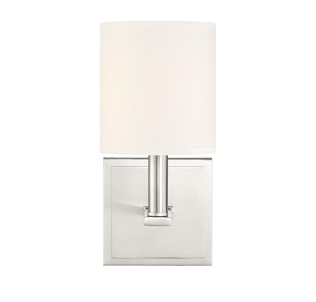 Savoy House 9-1200-1-SN Waverly Modern Farmhouse White Fabric Wall Sconce, 1-Light 60 Watt, 11" H x 5" W, Satin Nickel