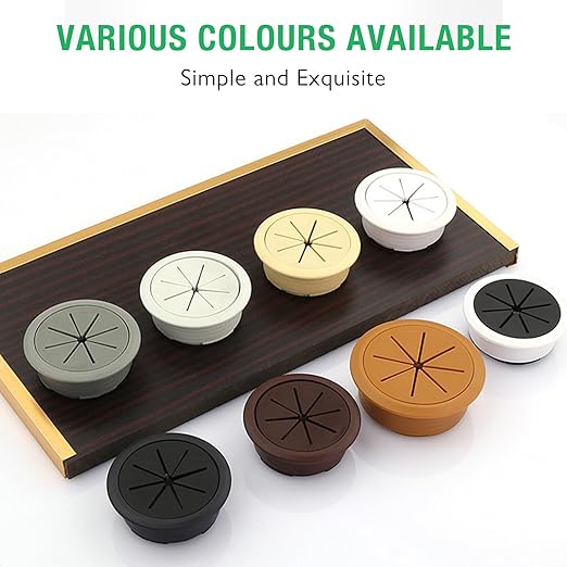 EASYEAH 5 Pcs Desk Grommet 2" / 50 mm, Desk Hole Cover for Cables Brown, Cable Grommet ABS Plastic, Desk Hole Grommet for Home & Office Pc, Detachable Cable Cord Organizer