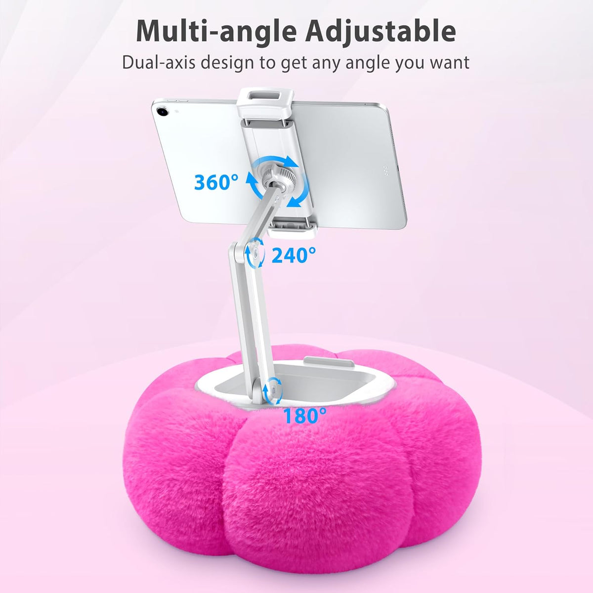 CreaDream Pumpkin Tablet Pillow Stand Holder for Kindle iPad, Adjustable Phone Pillow Stand for Lap Bed with Detachable Snack Bowl, Compatible with 4.7"-13" Tablet, iPad, iPhone, Samsung Tabs, Kindle
