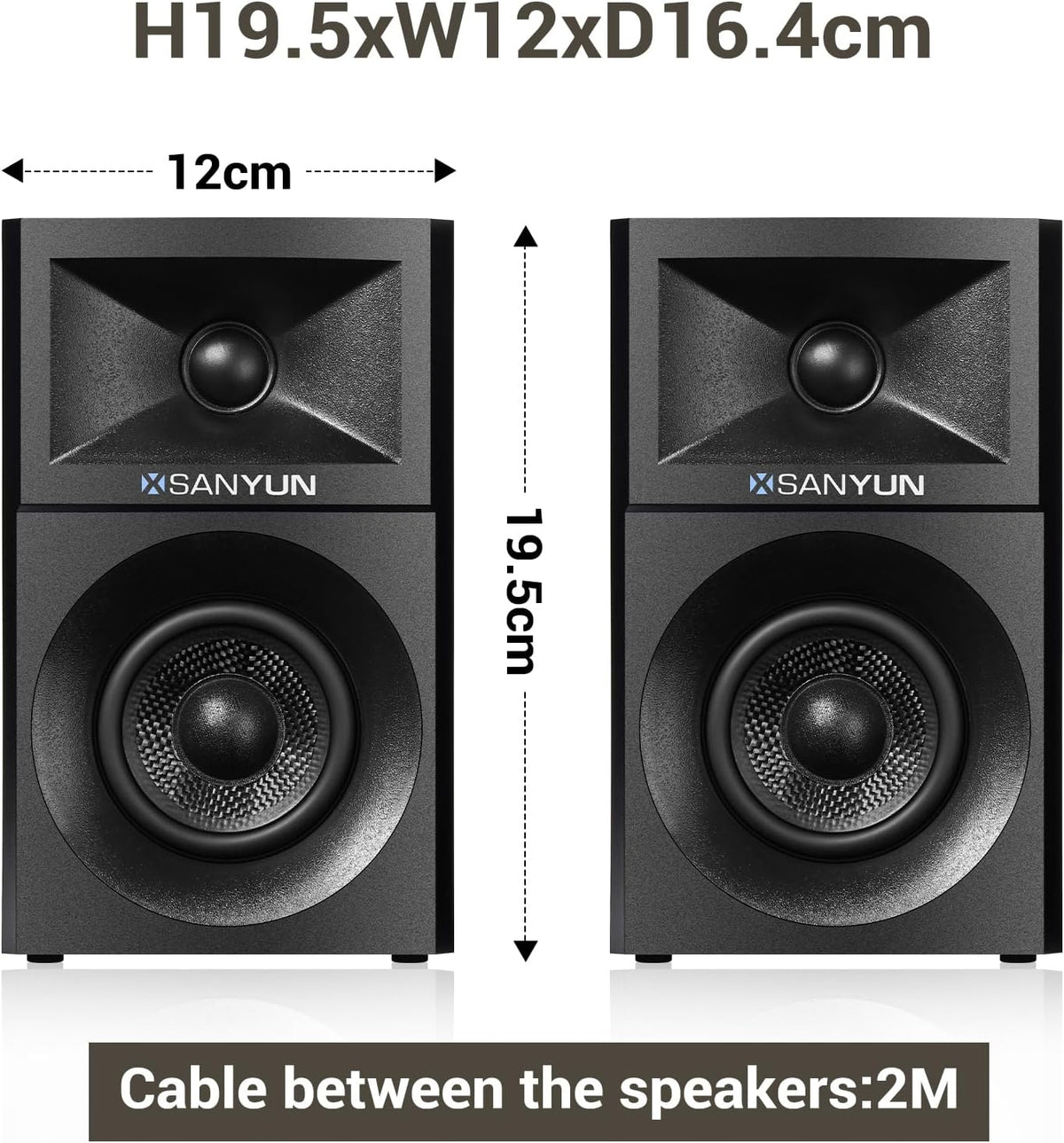 SW203 4.0 Computer Speakers - 60W 4-Way DSP Control 3D Immersive Sound - 3" Carbon Fiber Woofer & 20mm Silk Dome Tweeter - 24bit DAC USB/Bluetooth 5.4/AUX - Studio-Grade Audio (Pair, Red)