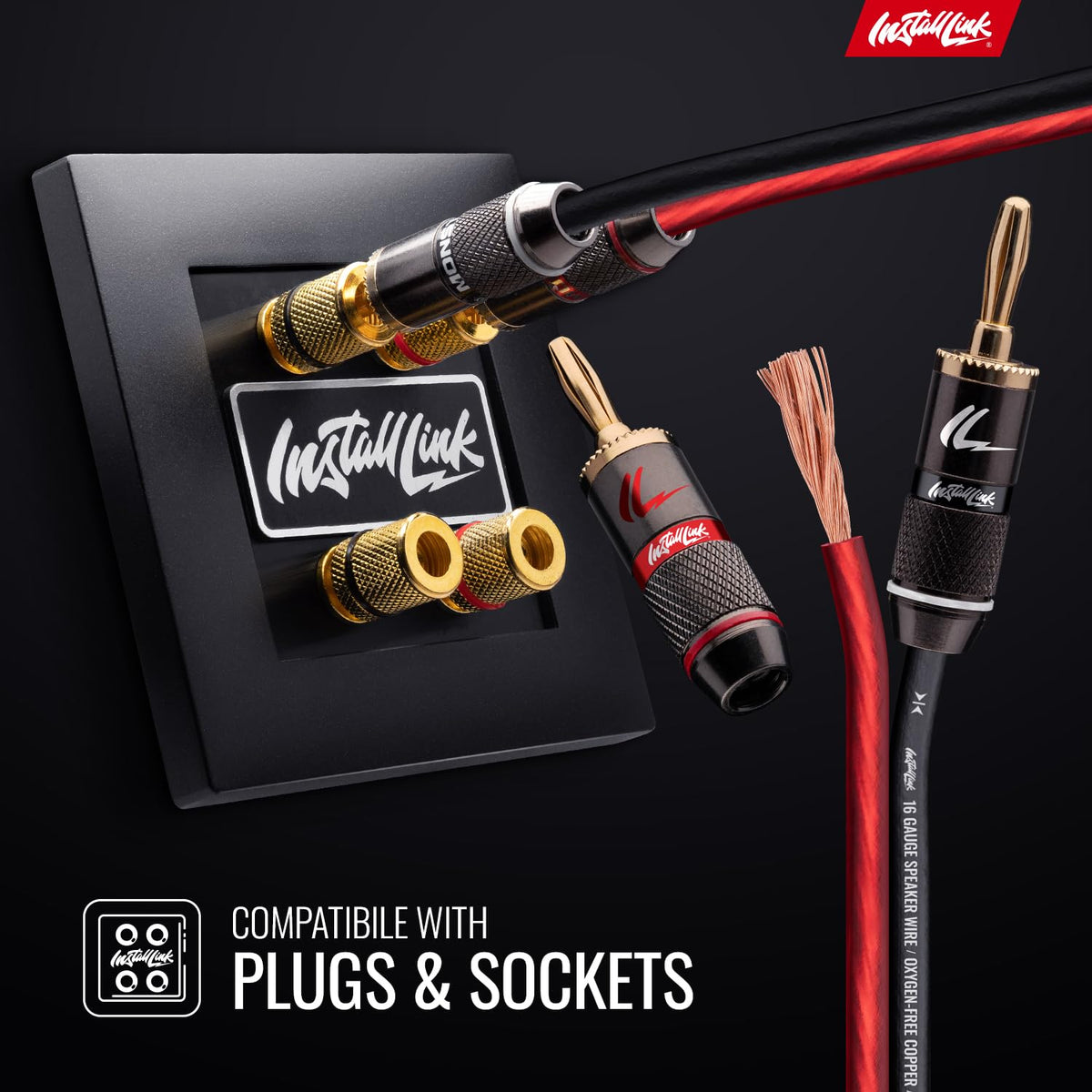 16 Gauge Pure Copper Speaker Wire (OFC) by Install Link, 30 Feet for Car or Home Theater