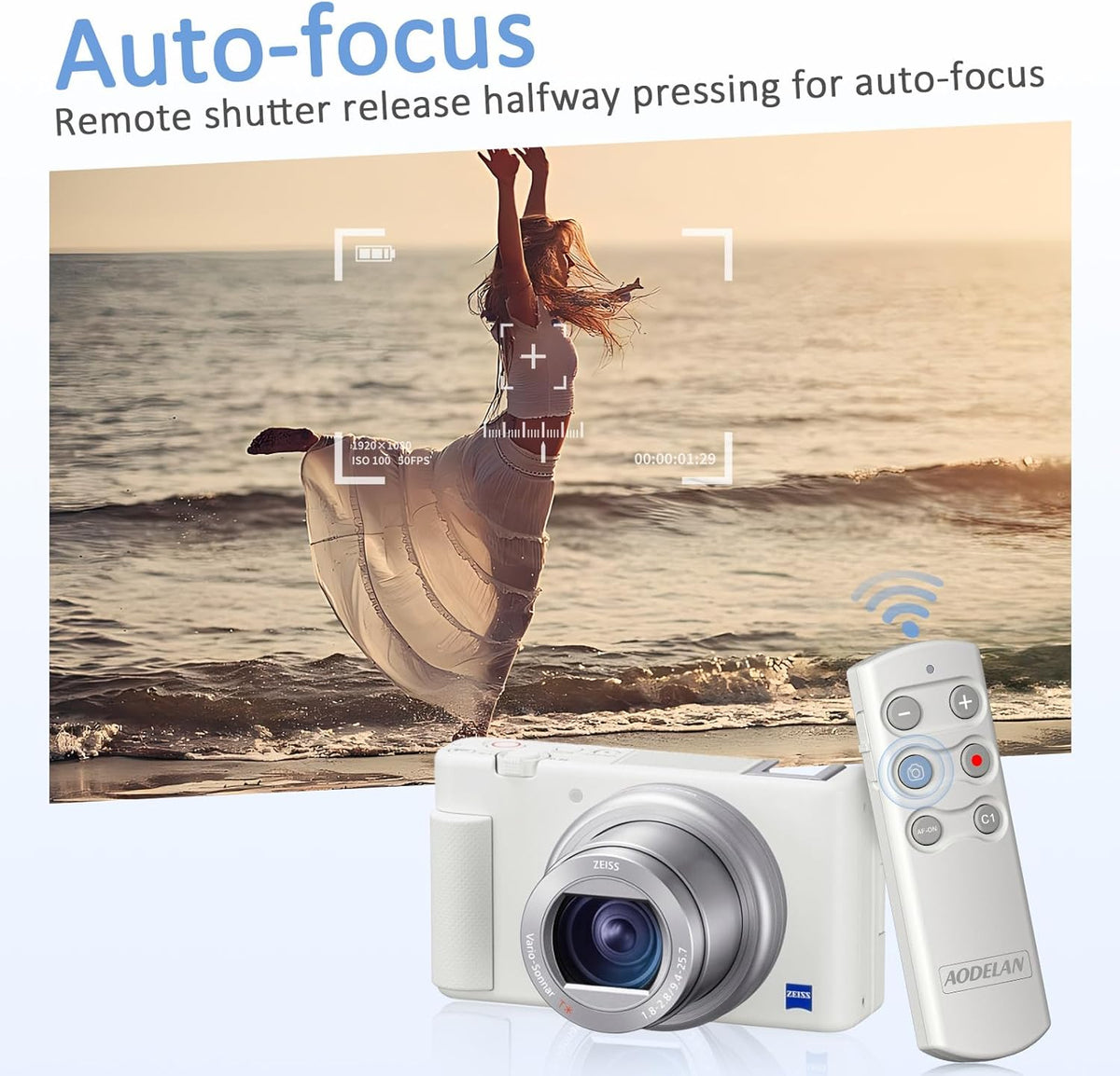 AODELAN Wireless Camera Remote Control,Shutter Release Compatible with Sony ZV-E10, FX3,A1,a6100, a6400, a6600, a7C, a7 III, a7R III, a7R IV, a9, DSC-RX0 II, DSC-RX100 VII, ZV-1; Replace Sony RMT-P1BT