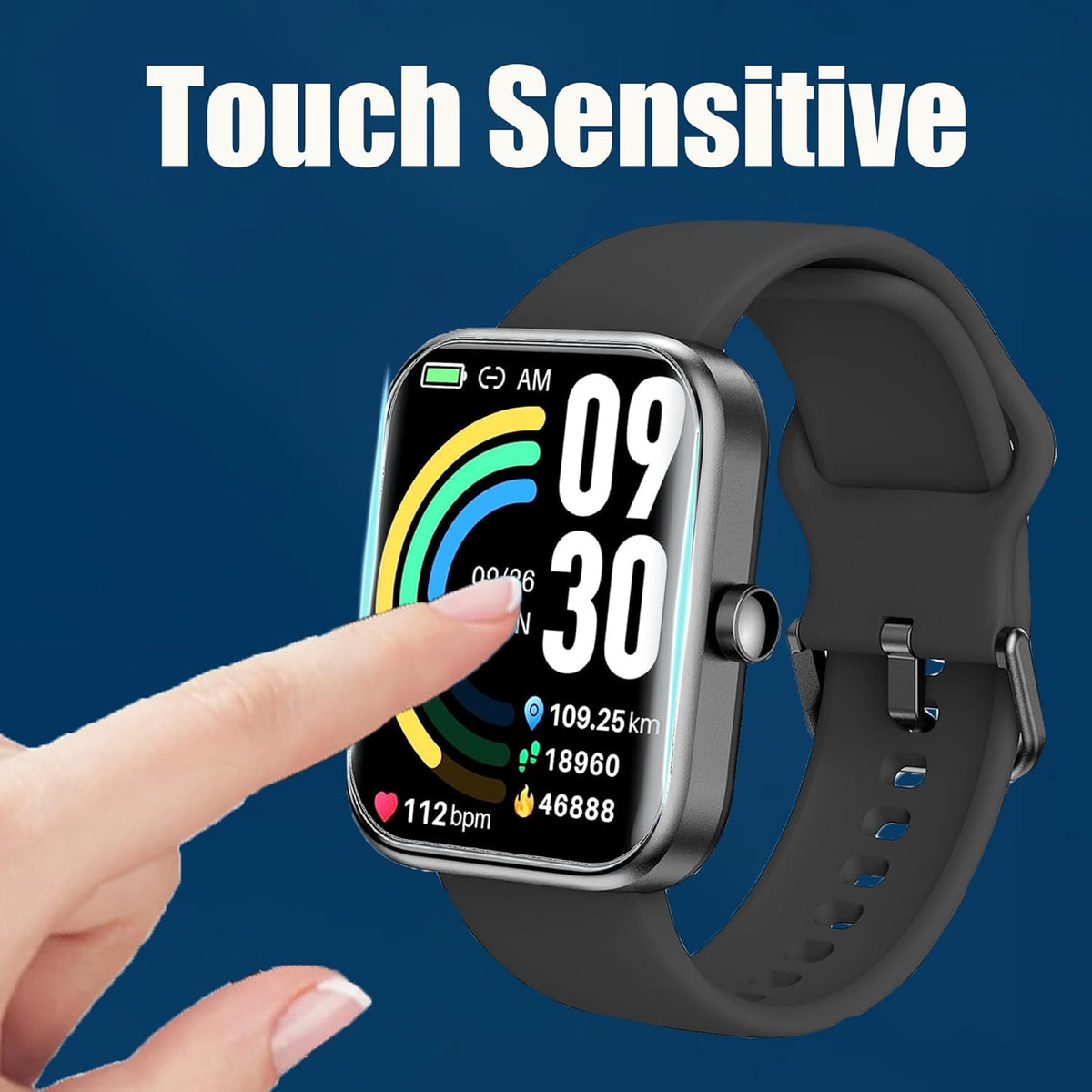 Compatible 3Plus Vibe Lite BT Screen Protector, [6 Pack] Full Coverage TPU Clear Film for 1.96" Smartwatch