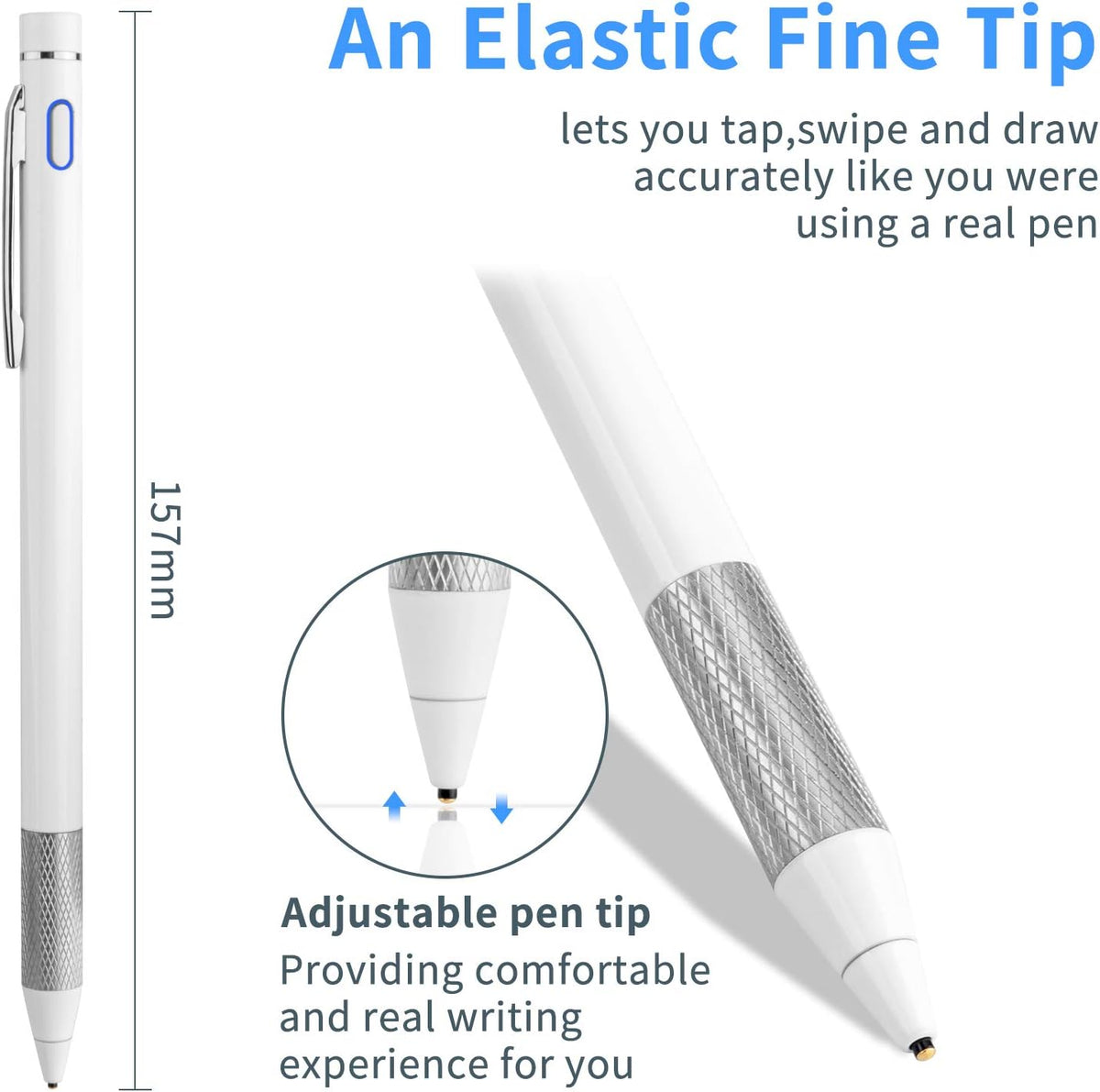 Minilabo Pencil Stylus for iPhone 14/13/12/X Pro Max, Active Digital Pen with 1.5mm Ultra Fine Tip, White
