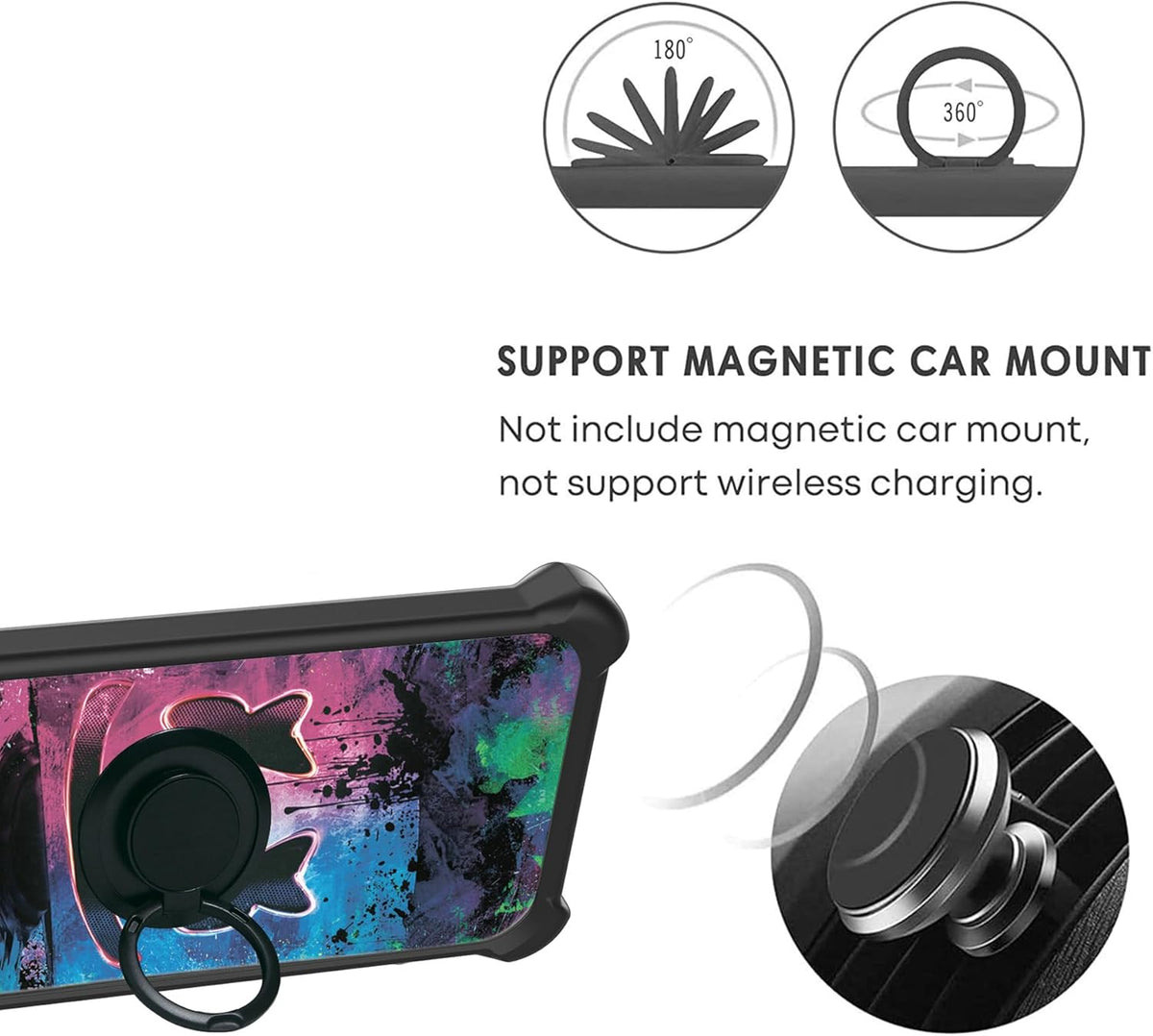Vortex Hd68 Case Compatible, Vortex Hd68 Phone Cover, [Ring Support][Hard PC + Soft Silicone] [Luminous Effect]