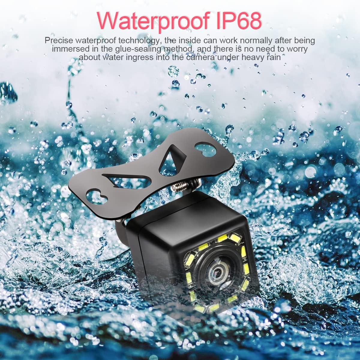 Backup Camera for Car, Rear View Reverse Camera with 12 LED Night Vision, Waterproof Dustproof 170 Wide Angle for