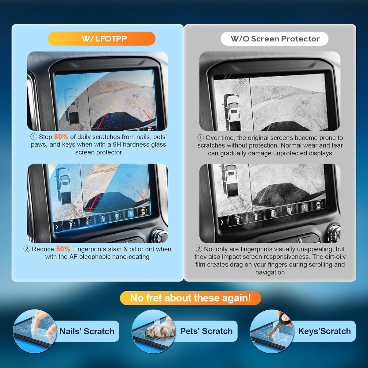 LFOTPP 2019 Chevrolet Silverado 1500 Infotainment 3 8-Inch Car Navigation Screen Protector, Tempered Glass