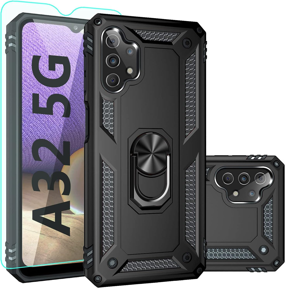 Galaxy A32 5G Case with Screen Protector, [Military Grade] 16ft Drop Tested Cover with Magnetic Kickstand for Samsung