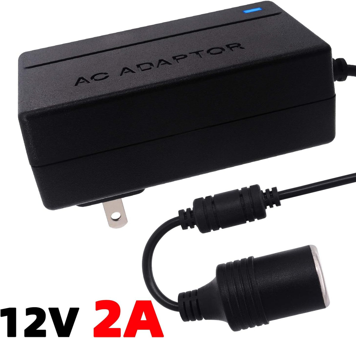 110V AC to DC 12V 2A Power Converter, Wall Plug to 12V DC Car Cigarette Lighter Socket Transformer