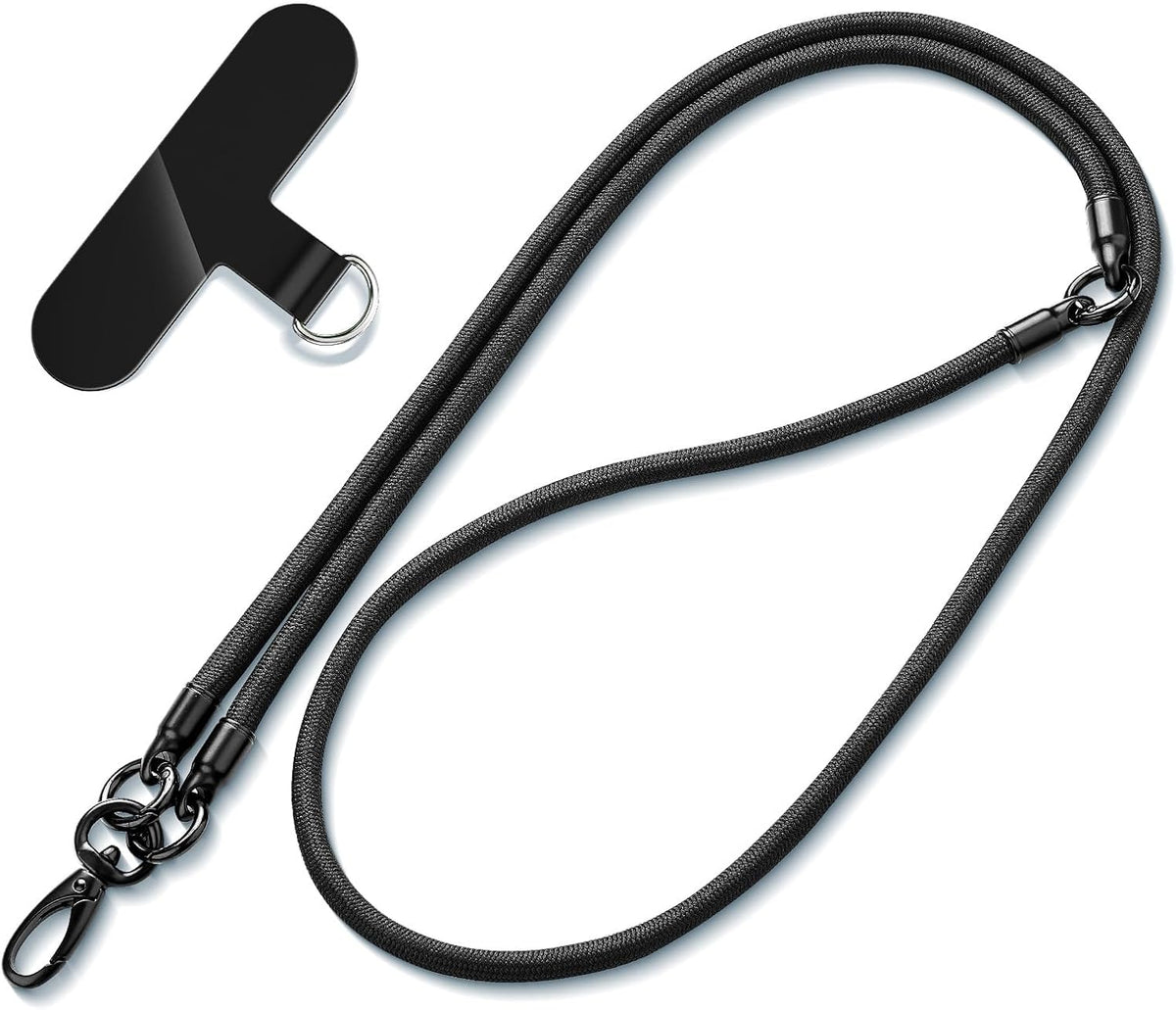 Phone Lanyard, 3-in-1 Anti Theft Phone Straps -Crossbody Lanyard, Neck Holder & Wrist Strap, Detachable Universal Cellphone Strap with 1 Tap, Durable Hook-Black