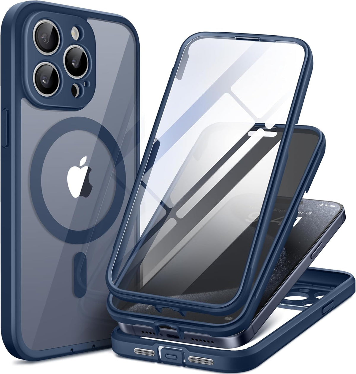 TIESZEN iPhone 15 Pro Case, Magnetic, [Compatible with Magsafe], Built-in 9H Tempered & Privacy Screen Protectors,