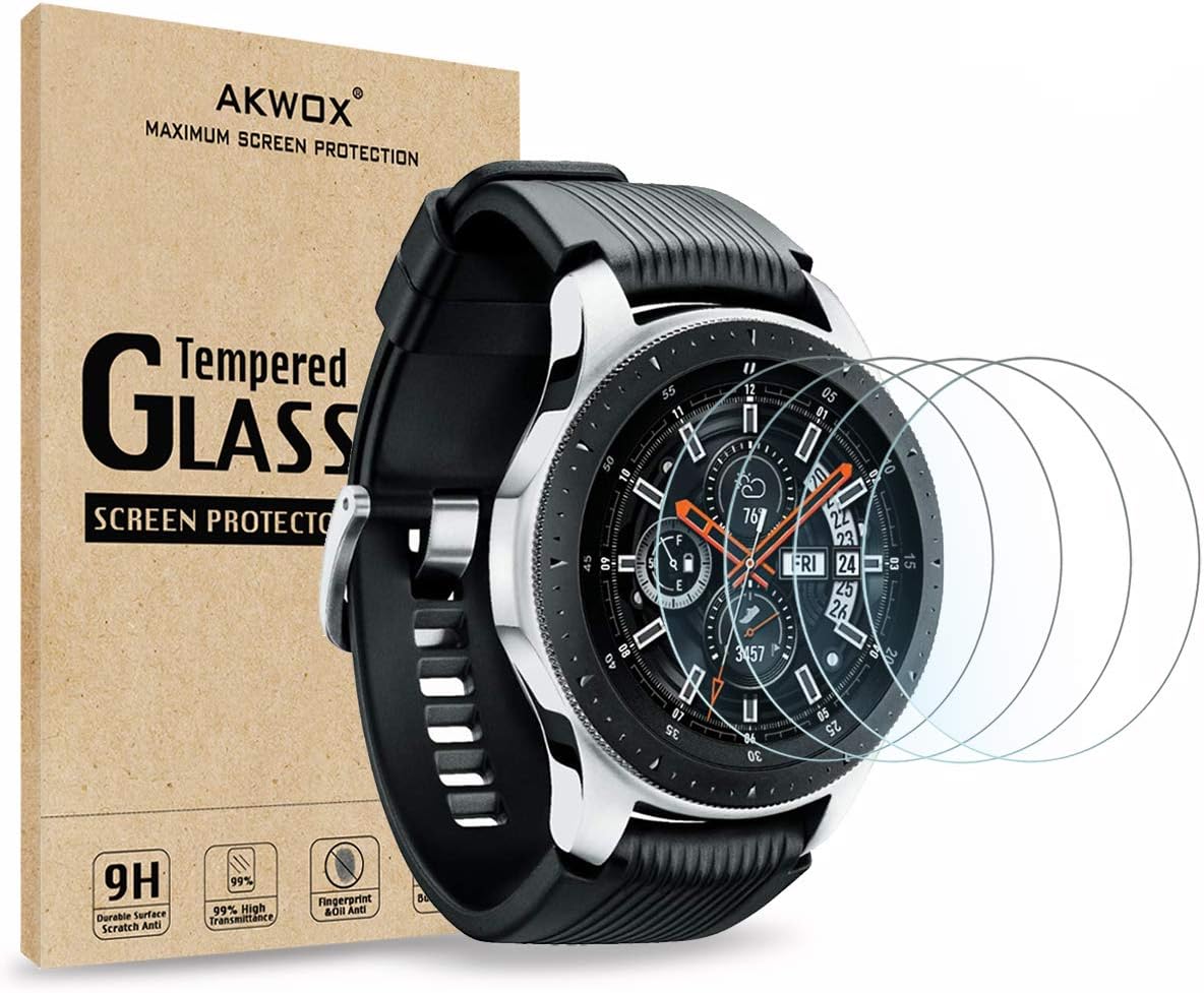 AKWOX Tempered Glass Screen Protector (4 Pack) for Samsung Galaxy Watch 4 Classic 46mm