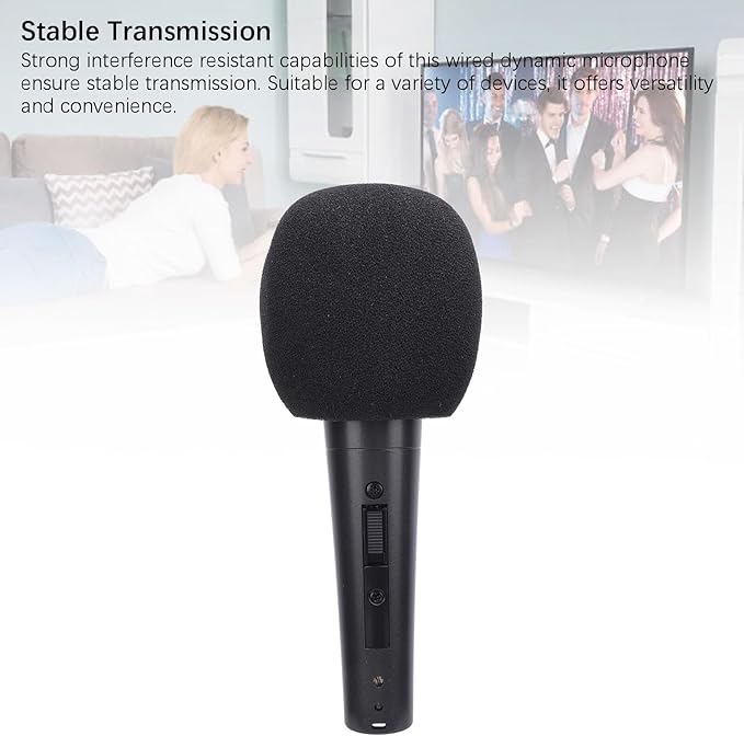 Wired Dynamic Microphone Moving Coil Cardioid Handheld with Shock Absorber for Active Speakers Mixers Amplifiers Recording (Black)