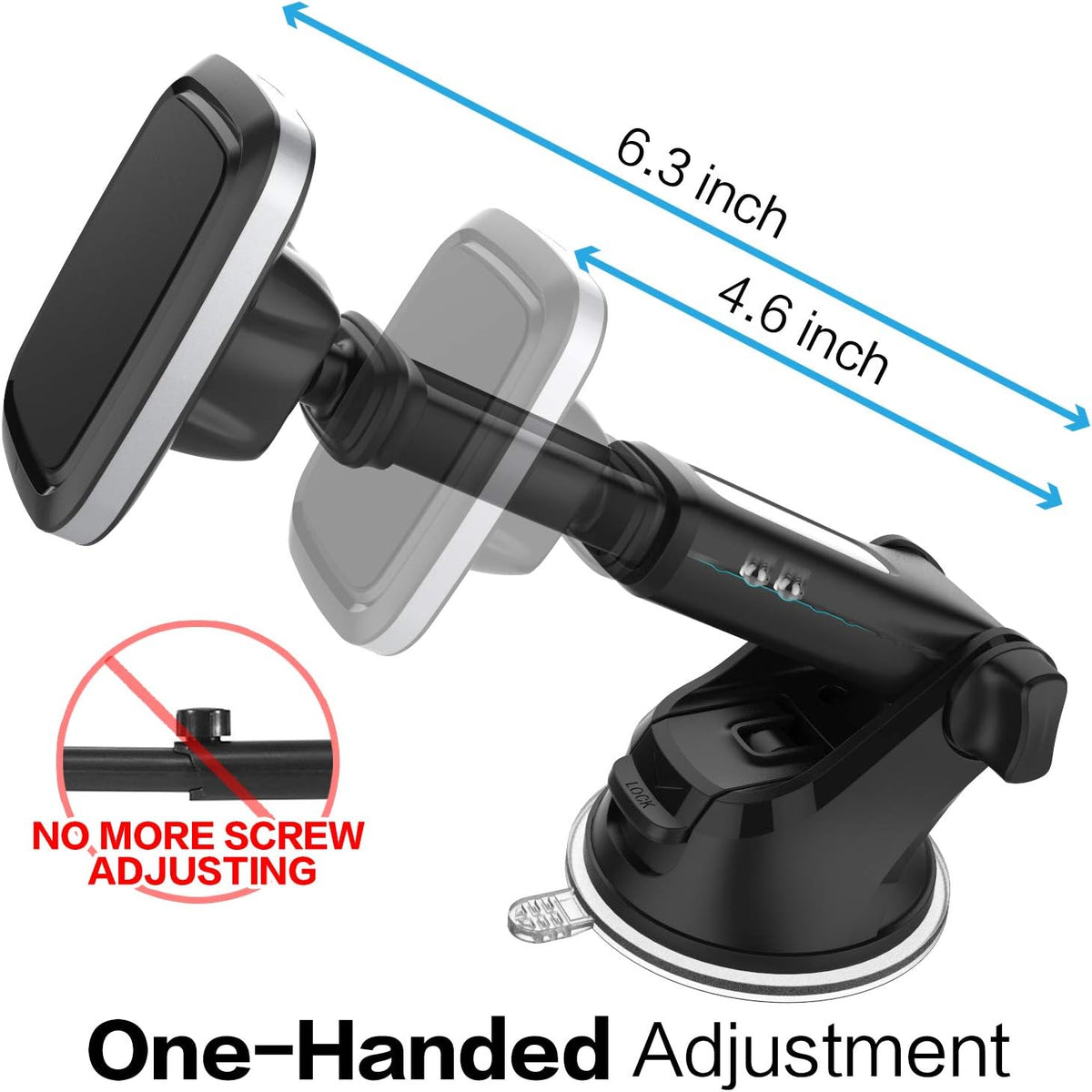 1Zero Magnetic Phone Car Mount with Quick Extension Arm, Hands-Free Windshield Holder for Car