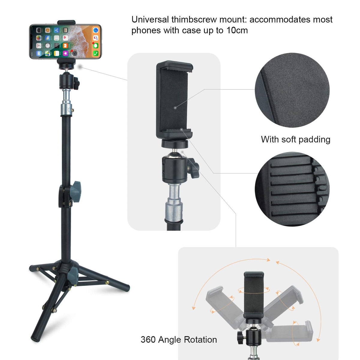 Selfie Stick Tripod LINCO Lincostore Lightweight Portable Phone Tripod Professional Heavy Duty with Bluetooth Wireless Remote for Apple Android