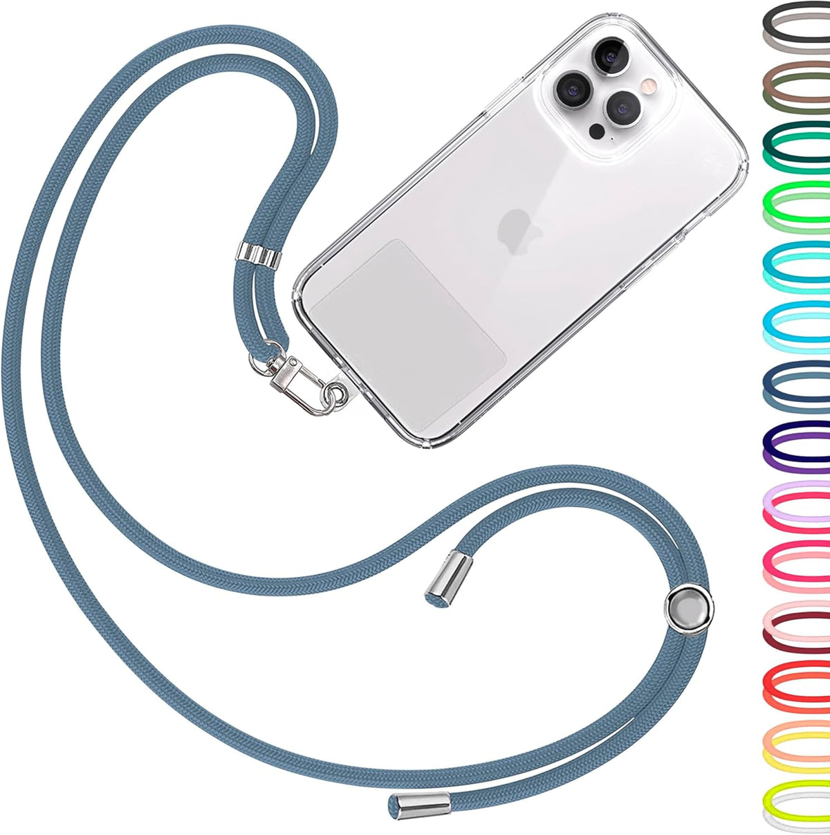 Cell Phone Lanyard [Blue] - Comfortable Universal Neck Phone Holder, Adjustable Length Crossbody Strap for All Mobile