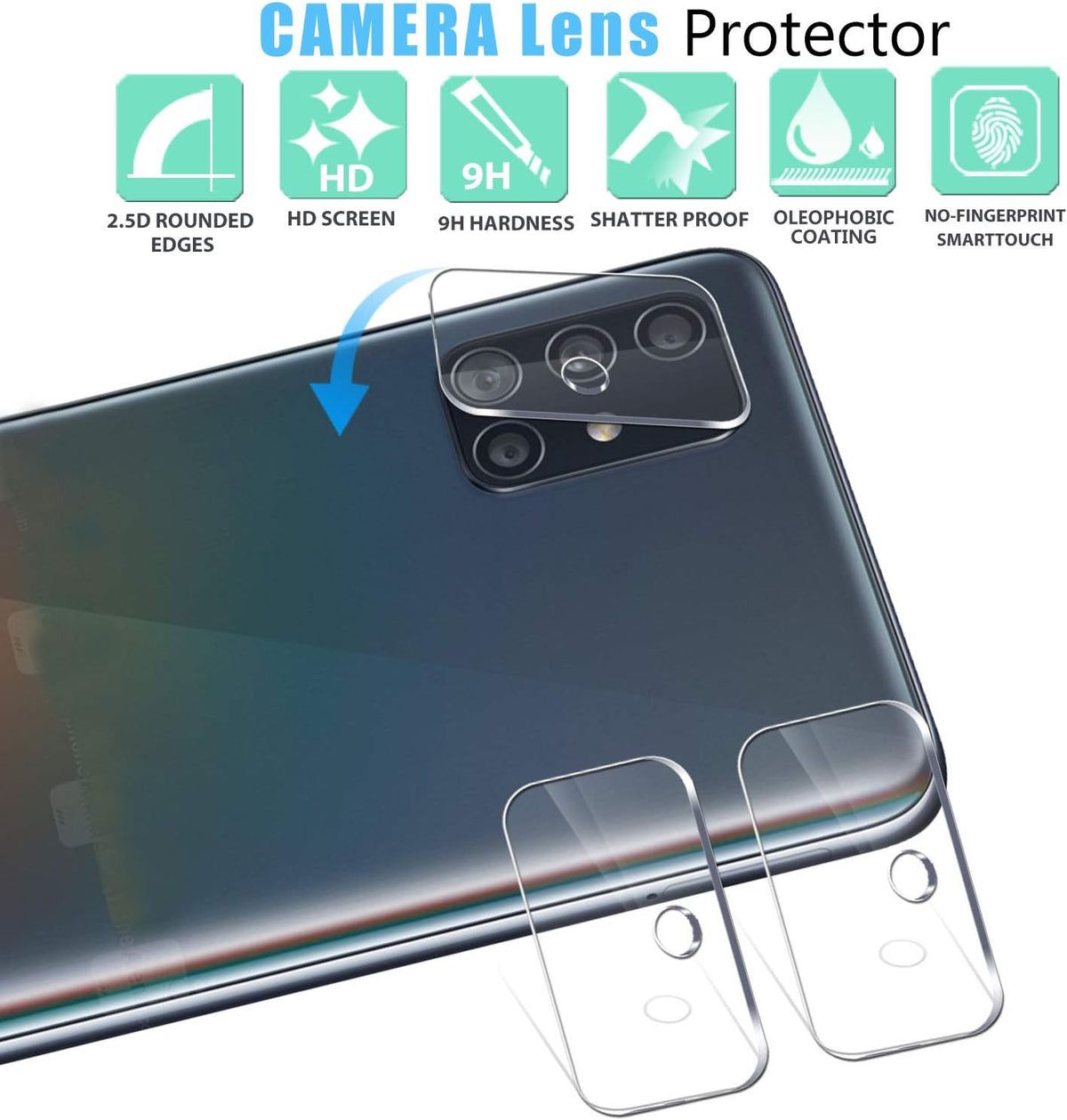 Anbzsign [2 Pack] Camera Lens Protector and Privacy Screen Protector for Samsung Galaxy A51 / Galaxy A51 5G