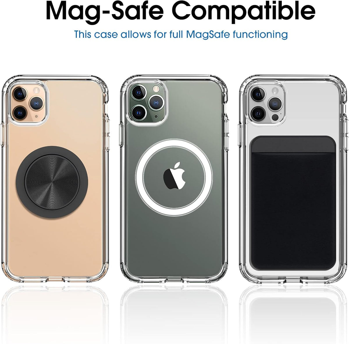 amCase Cellular Phone Case - Compatible with MagSafe, iPhone 11 Pro (5.8"), Shock-Absorbent, Clear