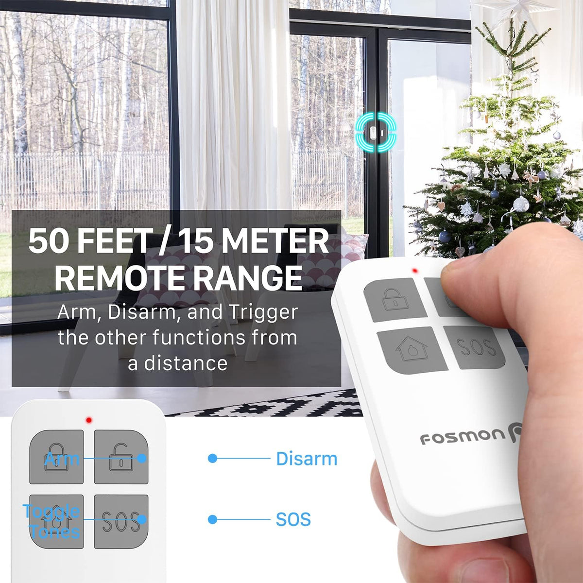 Fosmon Wireless Door Alarms for Home Security with Remote, 130dB Sensors, Battery-Powered, Kids Safety