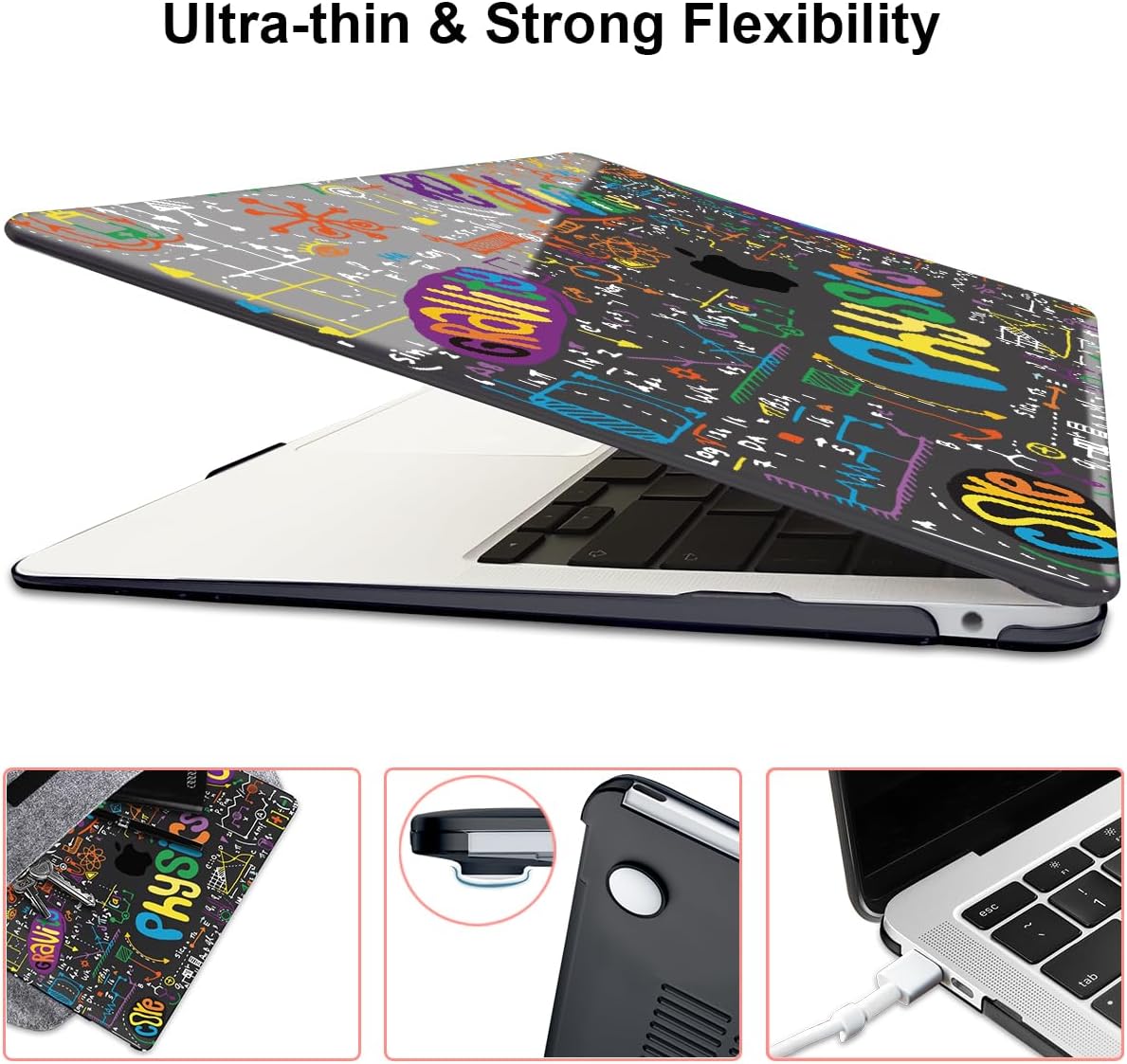 Compatible with MacBook Air 13 inch Case M1 A2337 A2179 A1932 2021 2020 2019 2018 Release with Retina Display & Touch ID, Crystal Black Pattern Plastic Hard Shell Cover, Physical Chemistry