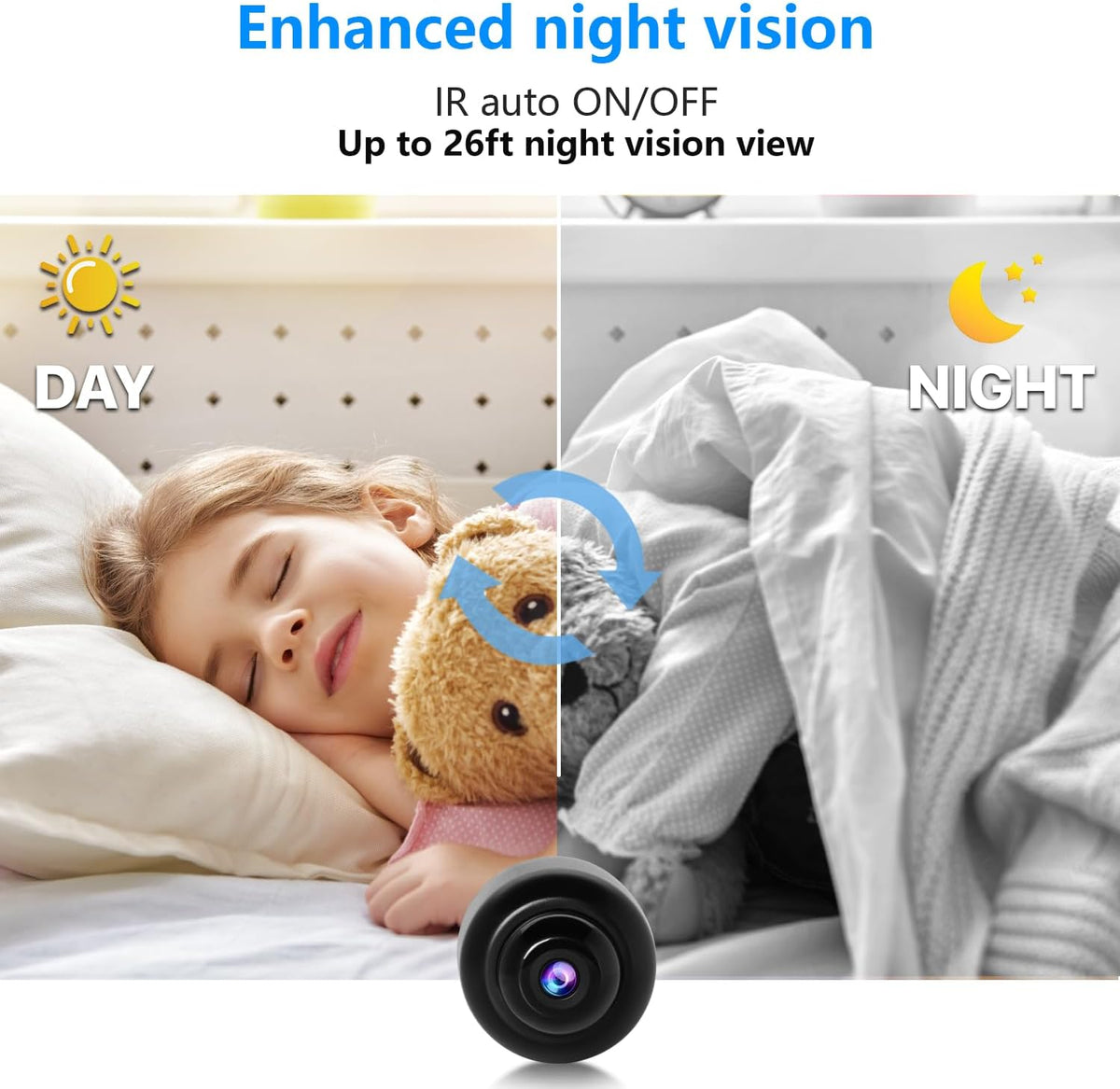 New Smallest Wireless WiFi Camera, HD1080P Mini Concealed Detector, Portable Baby Monitor, Pet Nanny Cam with Night