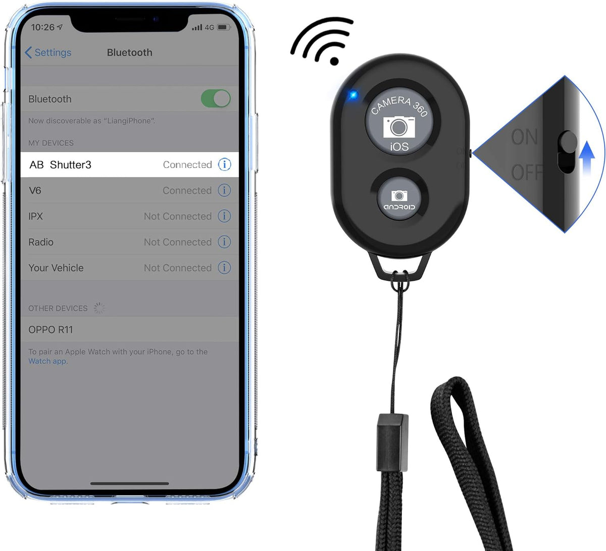 Wireless Camera Remote Shutter for Smartphones (2 Pack), zttopo Wireless Phone Camera Remote Control Compatible with iPhone/Android Cell Phone - Create Amazing Photos and Selfies, Wrist Strap Included