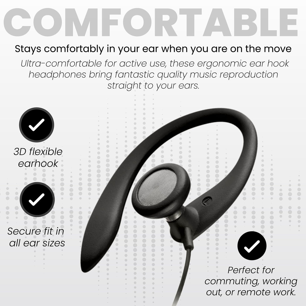 Philips SHS3200BK Flexible Earhook Headphones, Black