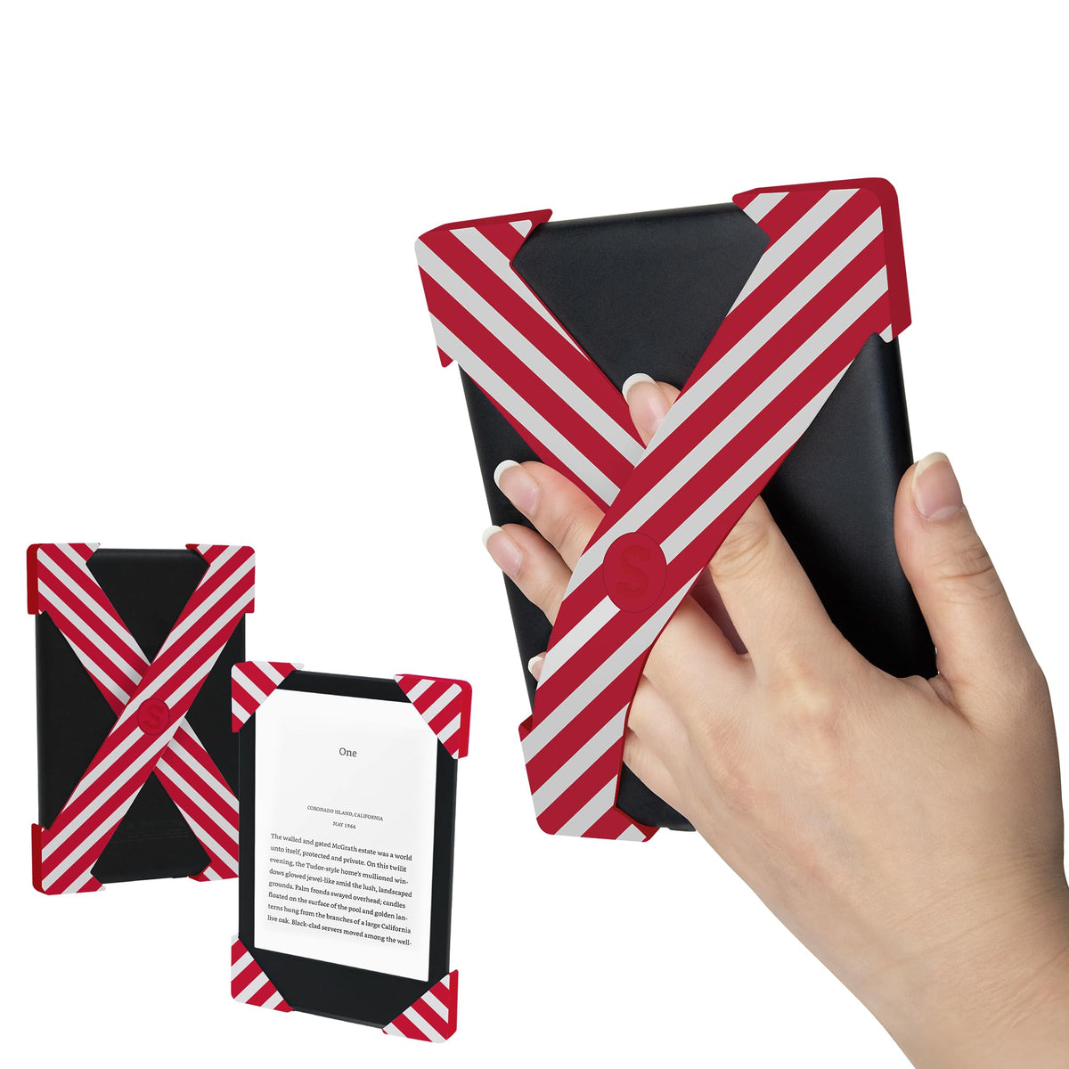 Strapsicle Silicone Hand Straps | Accessory For 6 Kindles & Paperwhite (2012-2019) And 6 Kobo E-Readers | 2-Pack | Candy Cane
