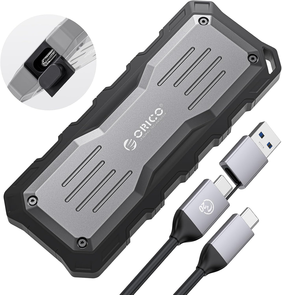ORICO 1TB External SSD Up to 2000MB/s, Interface Extra Protection, Waterproof and Dust-Proof, Rugged and Reliable Outdoor Portable Solid State Drives for Action Camera, Smartphone, Laptop - O20