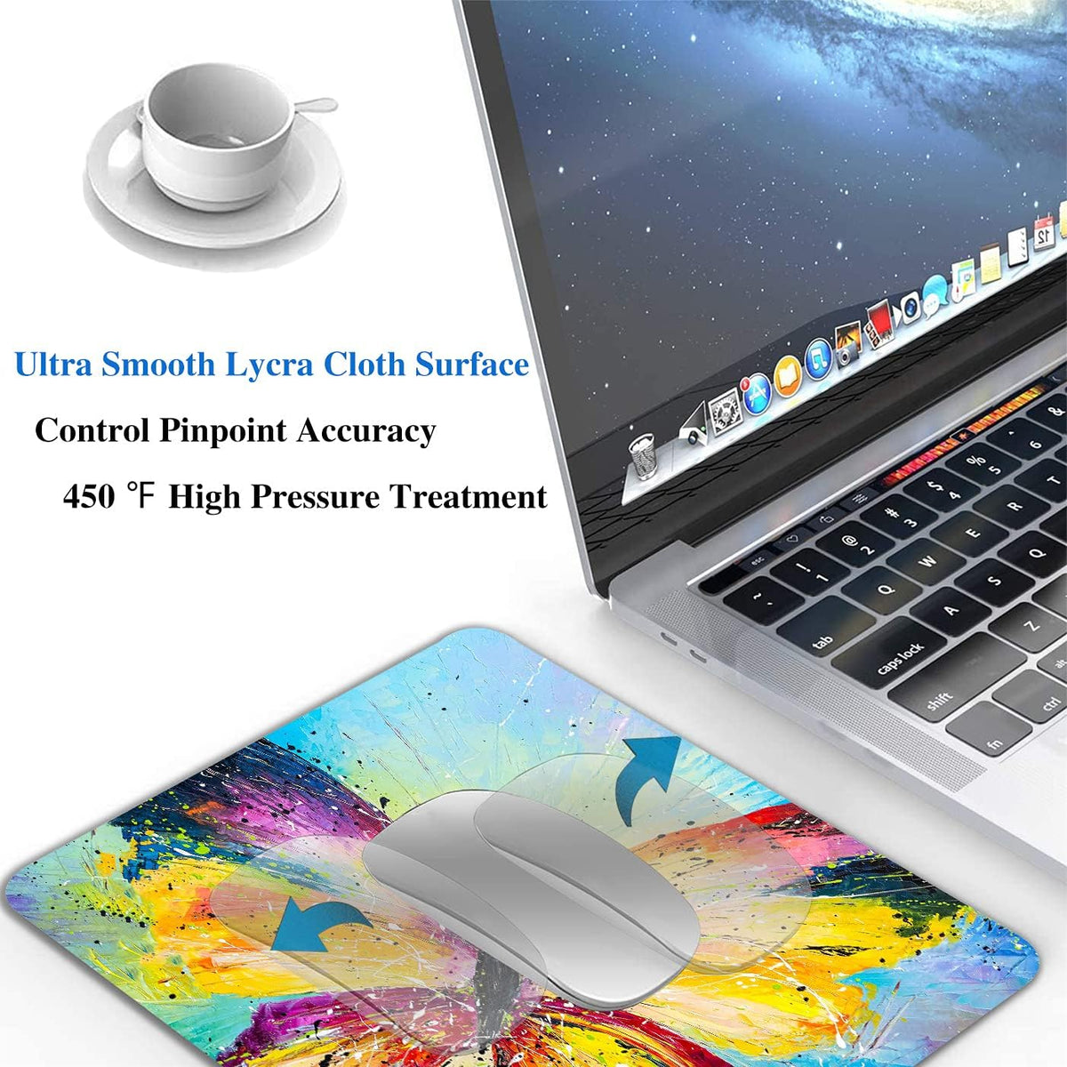 Colorful Butterfly Mouse Pad, Oil Painting Art Mousepad for Design, Anti-Slip Rubber Base Wireless Mouse Pads for Laptop