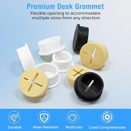 BOPOREAE Desk Grommet, 3/4 in 20 mm White 15 Pcs Silicone Rubber Grommets