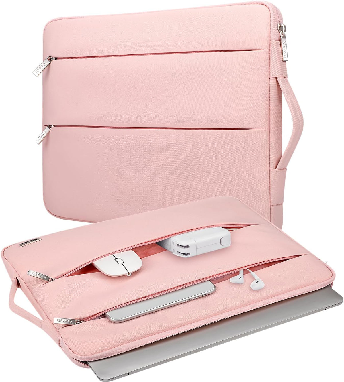 Voova Laptop Sleeve Carrying Case 14 15 Inch Compatible with MacBook Air 15 M2/M3/M4 2022-2025, MacBook Pro 15, Hp Chromebook 14, Waterproof Slim Computer Cover Bag,Sakura Pink