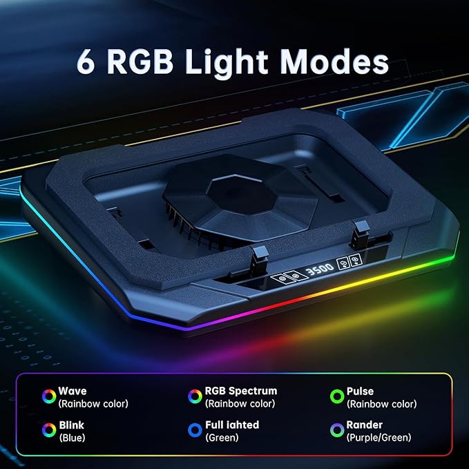 Cooling Pad for Msi Titan GT Series GT76 Titan Gaming Laptop Cooler with Powerful Turbo Cooling Fan Can Fast Cooling CPU+GPU 40°CVariable Speed6 RGB Light 3 USB-A