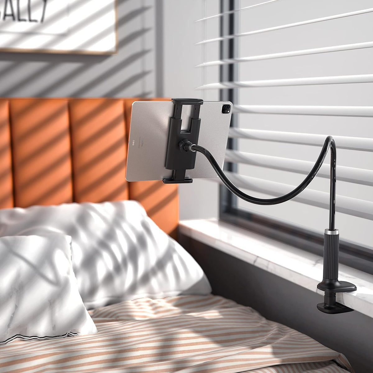 Gooseneck Tablet Holder - Flexible Tablet Stand, Tablet Holder,Cell Phone Holder,Cell Stand, Flexible Adjustable Arm in Bed for/Mobile Phone/Switch/etc, 98 cm Total Length (Black)