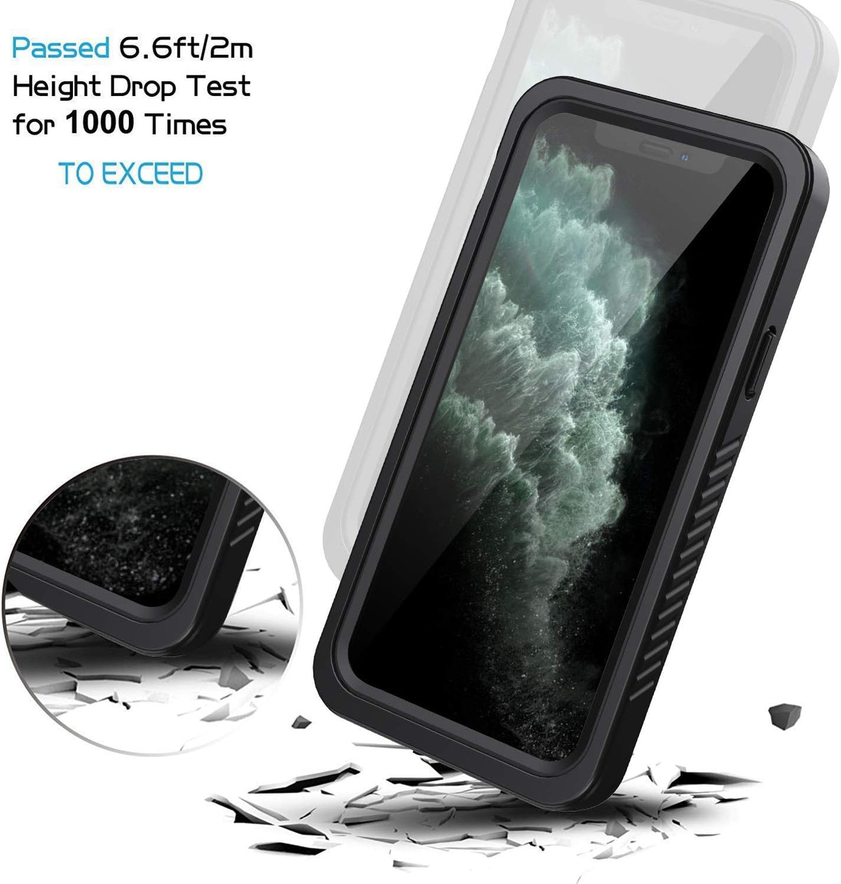 Lanhiem iPhone 11 Pro Max Case, IP68 Waterproof Dustproof with Built-in Screen Protector, Heavy Duty Clear Back